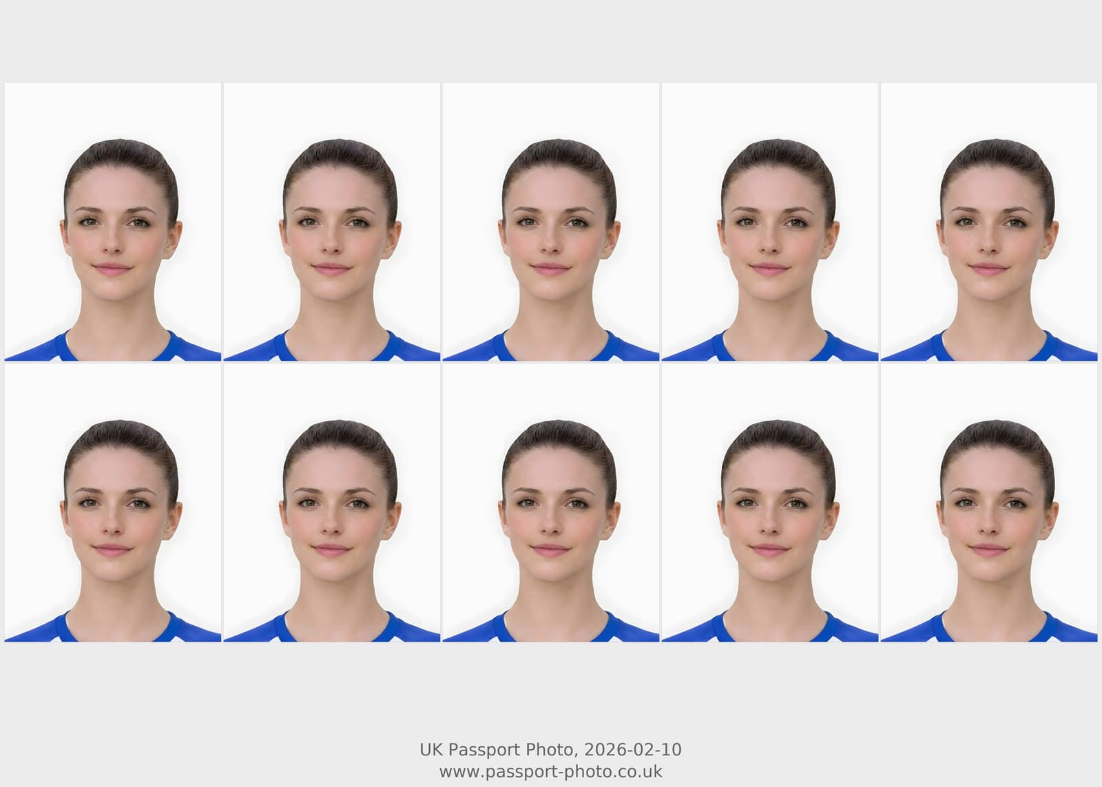 Print-ready passport photo template preview